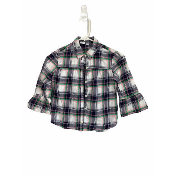 Gap Plaid Bell Sleeve button Down Shirt Medium - Picture 1 of 6
